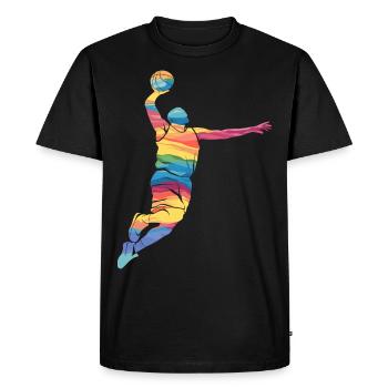 Art abstrait du dunk de basket-ball aux couleurs vives - T-shirt Premium bio Homme - noir - Devant - Nico (187cm)