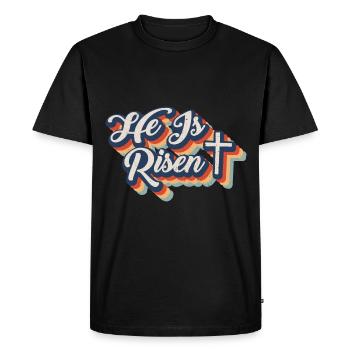 Il est ressuscité Résurrection Jésus-Christ Foi - T-shirt Premium bio Homme - noir - Devant - Nico (187cm)