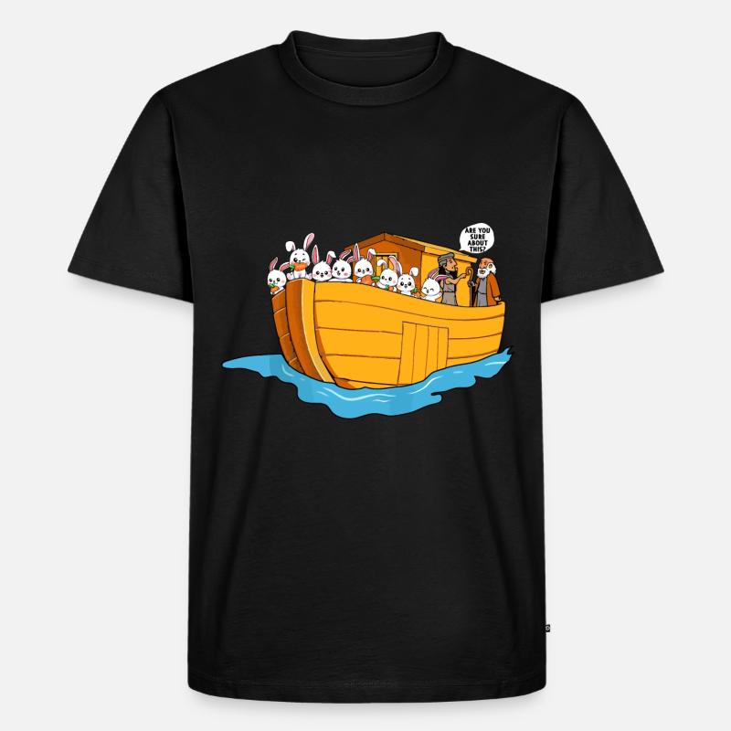 Noah Arche Boot Hasen - Männer Premium Bio T-Shirt - Schwarz