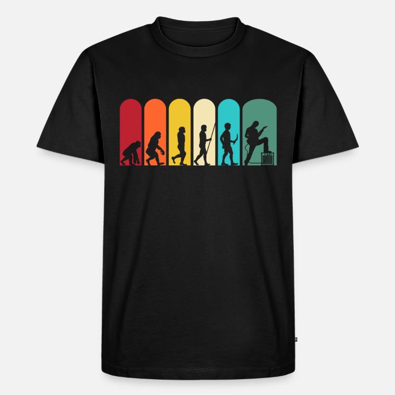 Gitarrist Evolution Gitarre Retro - Männer Premium Bio T-Shirt - Schwarz