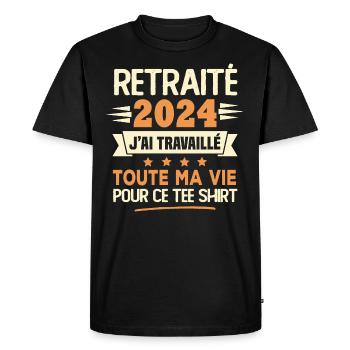 Retraité 2024 j'ai travaillé toute ma vie pour ce - T-shirt Premium bio Homme - noir - Devant - Nico (187cm)
