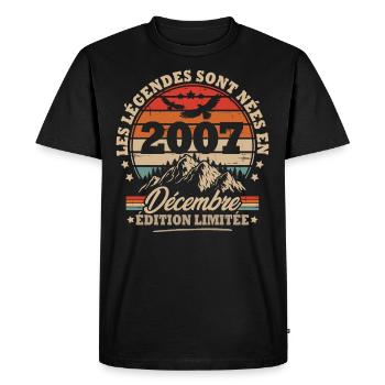 Cadeau D'anniversaire Nées En Décembre 2007 - T-shirt Premium bio Homme - noir - Devant - Nico (187cm)