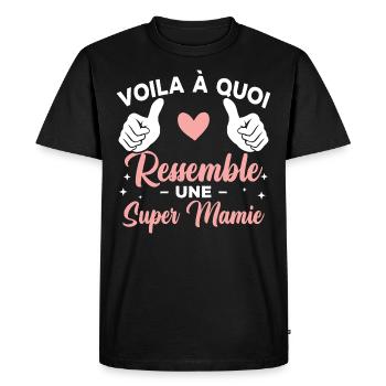 Voilà à quoi ressemble une super mamie - T-shirt Premium bio Homme - noir - Devant - Nico (187cm)