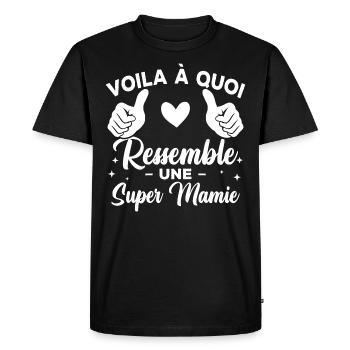 Voilà à quoi ressemble une super mamie - T-shirt Premium bio Homme - noir - Devant - Nico (187cm)
