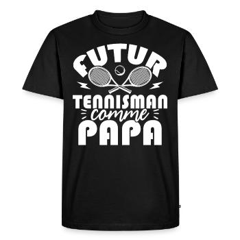 Futur tennisman comme papa - T-shirt Premium bio Homme - noir - Devant - Nico (187cm)