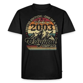 Original 2003 vintage anniversaire rétro 2003 - T-shirt Premium bio Homme - noir - Devant - Nico (187cm)