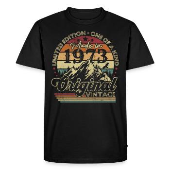Original 1973 vintage retro anniversary 1973 - Men's Premium Organic T-Shirt - black - Front - Nico (187cm)