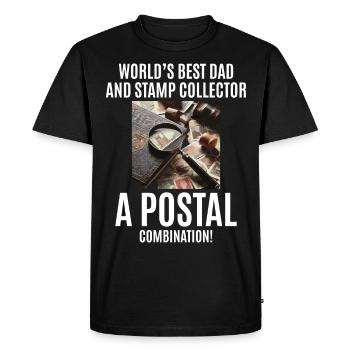 Collectionneur de timbres-poste vintage papa philatéliste - T-shirt Premium bio Homme - noir - Devant - Nico (187cm)