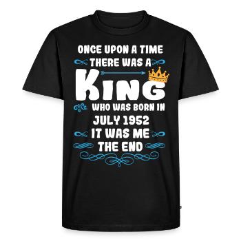 Il était une fois un roi. Anniversaire de juillet 1952 - T-shirt Premium bio Homme - noir - Devant - Nico (187cm)