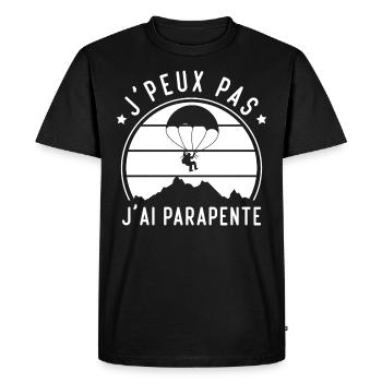 J'peux Pas j'ai Parapente, Cadeau Parapentiste - T-shirt Premium bio Homme - noir - Devant - Nico (187cm)
