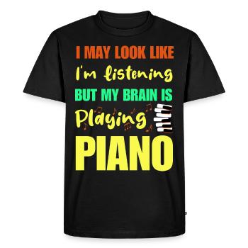 « Mon cerveau joue du piano » Piano Piano Pianiste - T-shirt Premium bio Homme - noir - Devant - Nico (187cm)