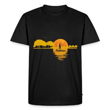 Moon Guitar Lake Sunset Stand Up Paddle - Men's Premium Organic T-Shirt - black - Front - Nico (187cm)