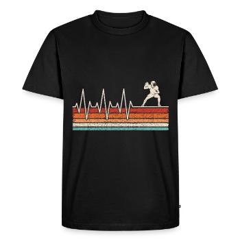 Battement de cœur d’un joueur de football - T-shirt Premium bio Homme - noir - Devant - Nico (187cm)