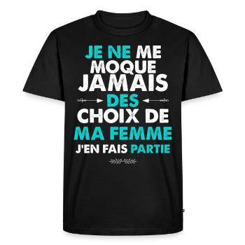 Mari, époux cadeau citation drole pour mon mari - T-shirt Premium bio Homme - noir - Devant - Nico (187cm)