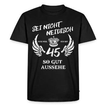 45 anniversaire ne pas être jaloux - T-shirt Premium bio Homme - noir - Devant - Nico (187cm)