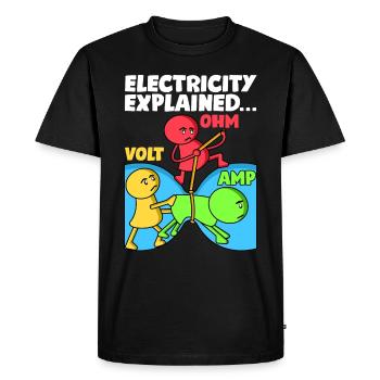 La conception drôle d'électricien explique l'électricité - T-shirt Premium bio Homme - noir - Devant - Nico (187cm)