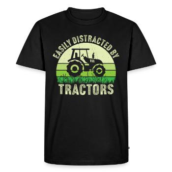 Facilement distrait par les tracteurs - T-shirt Premium bio Homme - noir - Devant - Nico (187cm)