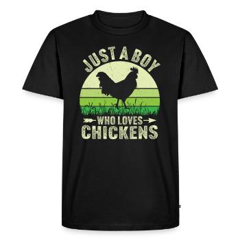 Juste un garçon qui aime les poulets - T-shirt Premium bio Homme - noir - Devant - Nico (187cm)