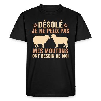 mes moutons ont besoin de moi - T-shirt Premium bio Homme - noir - Devant - Nico (187cm)
