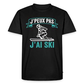 J'Peux Pas J'ai Ski Humour Cadeau Ski Alpin Sport - T-shirt Premium bio Homme - noir - Devant - Nico (187cm)