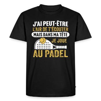 je joue au padel - T-shirt Premium bio Homme - noir - Devant - Nico (187cm)
