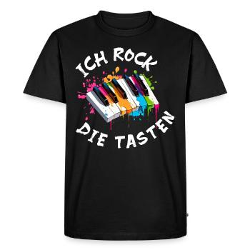 Musik Klavier "Ich rock die Tasten" Farbspritzer - Männer Premium Bio T-Shirt - Schwarz - Vorne - Nico (187cm)