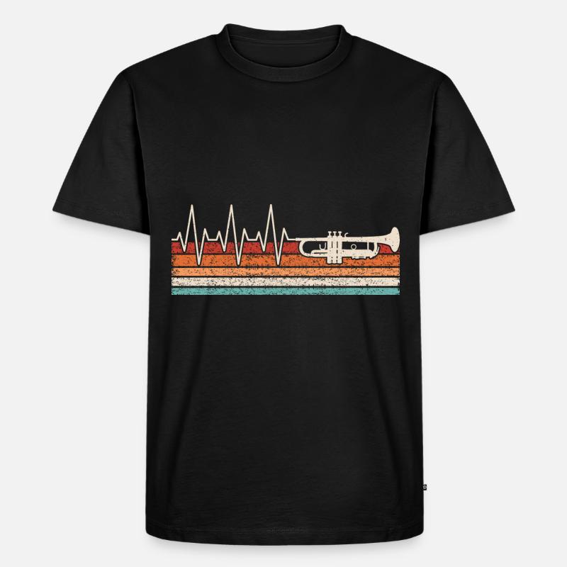 Trompete Herzschlag - Männer Premium Bio T-Shirt - Schwarz