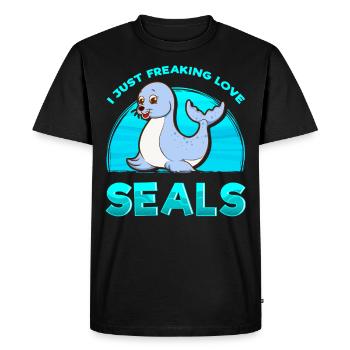 Sweet Seal Seal Baby With Button Eyes - Men's Premium Organic T-Shirt - black - Front - Nico (187cm)