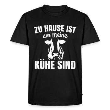 À la maison, là où sont mes vaches - T-shirt Premium bio Homme - noir - Devant - Nico (187cm)