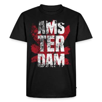 Amsterdam Hollande Pays-Bas Cadeau marijuana - T-shirt Premium bio Homme - noir - Devant - Nico (187cm)