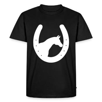Fer à cheval tête de cheval amoureux cadeau - T-shirt Premium bio Homme - noir - Devant - Nico (187cm)