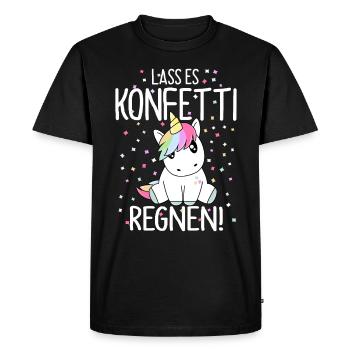 Lass es Konfetti regnen Einhorn - Männer Premium Bio T-Shirt - Schwarz - Vorne - Nico (187cm)