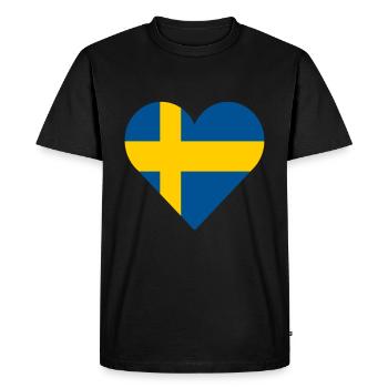 Suède, coeur, amour - T-shirt Premium bio Homme - noir - Devant - Nico (187cm)