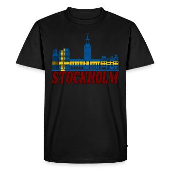Suède, Stockholm - T-shirt Premium bio Homme - noir - Devant - Nico (187cm)