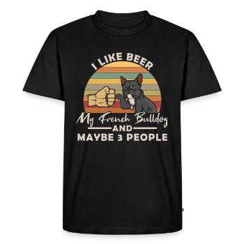 J'aime la bière MON bouledogue français et peut-être 3 personnes - T-shirt Premium bio Homme - noir - Devant - Nico (187cm)