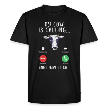 Ma vache appelle - T-shirt Premium bio Homme - noir - Devant - Nico (187cm)