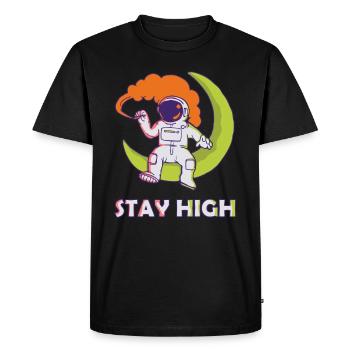 Restez haut | Cadeau de marijuana Stoner Stoner - T-shirt Premium bio Homme - noir - Devant - Nico (187cm)