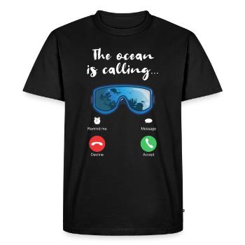 L'océan appelle | Cadeau de plongeur - T-shirt Premium bio Homme - noir - Devant - Nico (187cm)