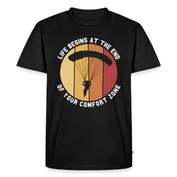 À la fin de votre parachutiste Comfort Zone - T-shirt Premium bio Homme - noir - Devant - Nico (187cm)