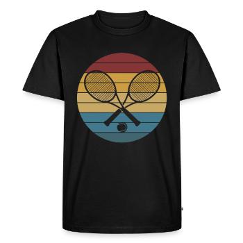 Cool Tennis Racket Retro Graphics - Men's Premium Organic T-Shirt - black - Front - Nico (187cm)