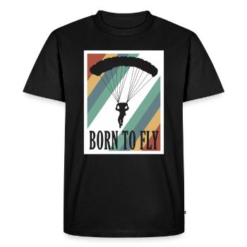Born To Fly Cool skydiver graphic - Men's Premium Organic T-Shirt - black - Front - Nico (187cm)
