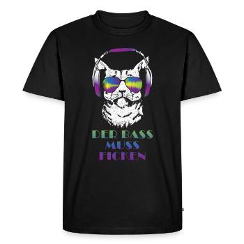 Coole Musik Katze Techno Cat Geschenk - Männer Premium Bio T-Shirt - Schwarz - Vorne - Nico (187cm)
