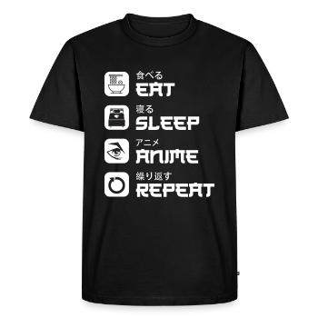 Eat Sleep Anime Répéter ... Anime - T-shirt Premium bio Homme - noir - Devant - Nico (187cm)