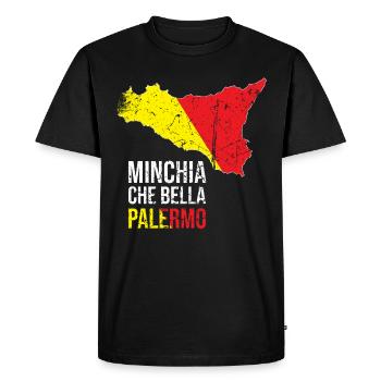 MINCHIA CHE BELLA PALERMO Sicile - T-shirt Premium bio Homme - noir - Devant - Nico (187cm)