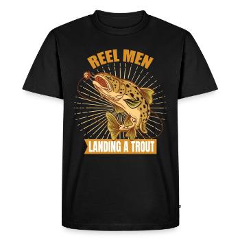 Pêche à la truite Pêcher Rengaine pour pêche à la mouche - T-shirt Premium bio Homme - noir - Devant - Nico (187cm)