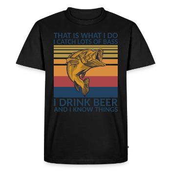 Funny beer and fishing perch saying - Men's Premium Organic T-Shirt - black - Front - Nico (187cm)