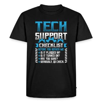 Funny Tech Support Checklist Helpdesk - Men's Premium Organic T-Shirt - black - Front - Nico (187cm)