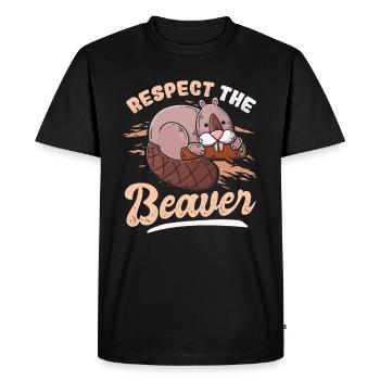 Respectez le castor - T-shirt Premium bio Homme - noir - Devant - Nico (187cm)