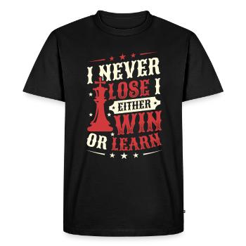 Je ne perds jamais, je gagne ou j’apprends les échecs - T-shirt Premium bio Homme - noir - Devant - Nico (187cm)