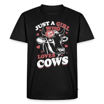 Cow girl juste une fille qui aime les vaches - T-shirt Premium bio Homme - noir - Devant - Nico (187cm)